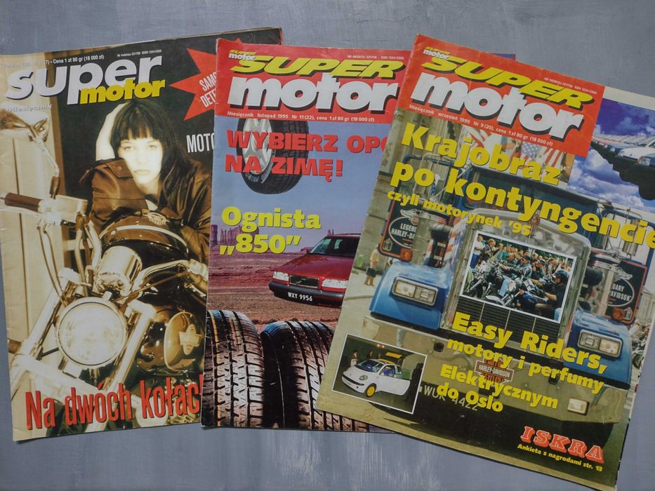 Miesięcznik motoryzacyjny "Super Motor" z rocznika 1995, 2 szt.