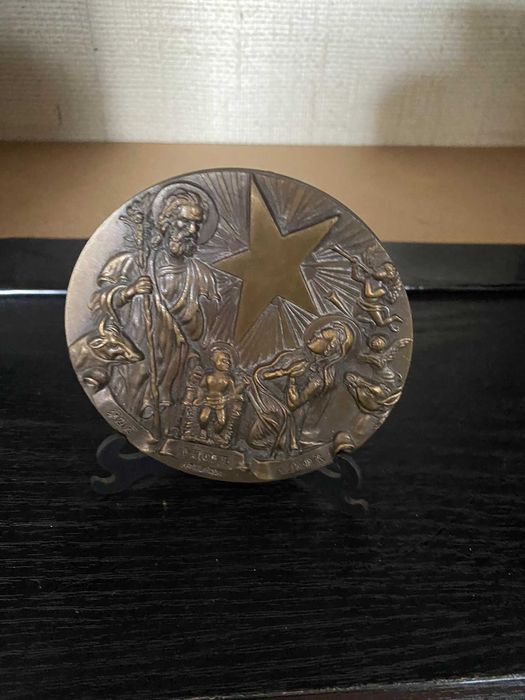 medalha antiga sobre natal