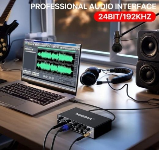 Yumin 1 Placa de Som para Estúdio de Gravação USB Interface de Áudio Profissional Equipamento de Som 48V Phantom para Gravação