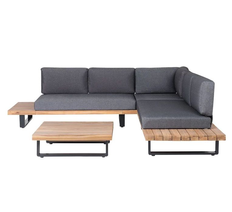 Narożnik ogrodowy 5 osób MYKONOS BELIANI drewno akacjowe  stolik