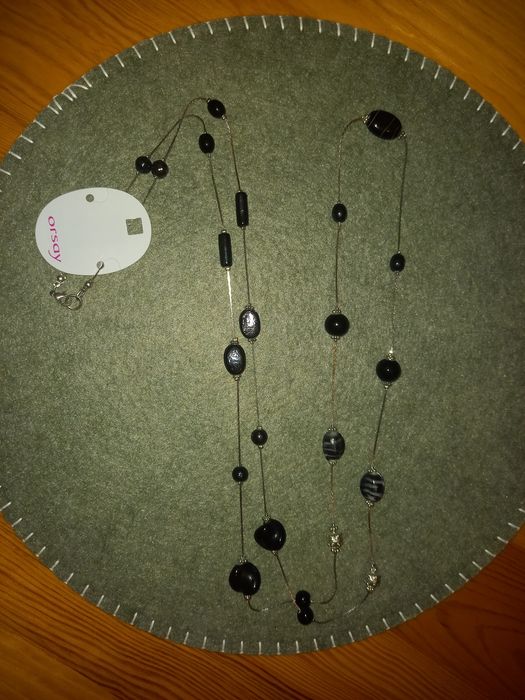 długie, eleganckie, czarne KORALE - Orsay, NOWE!