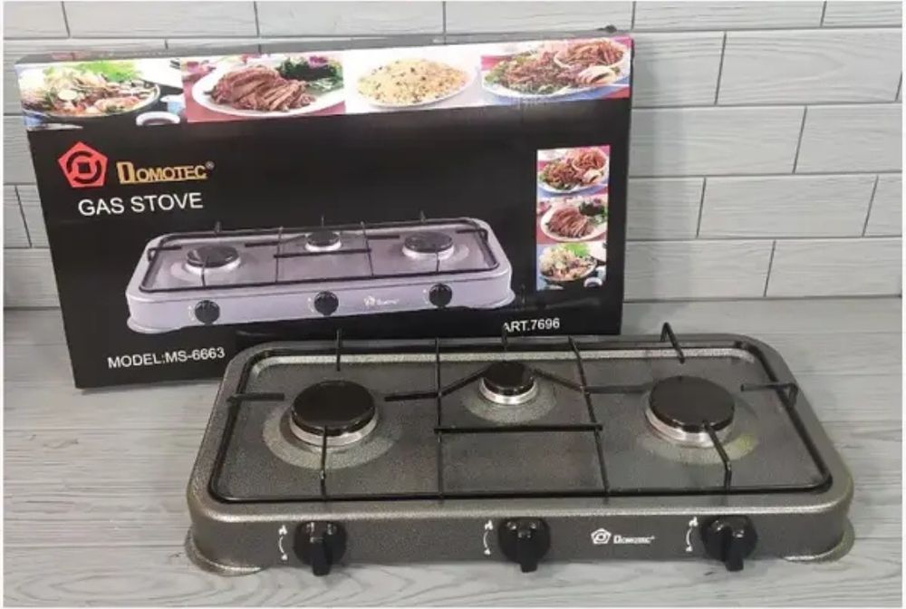 Газова плита на 1 2 3 4 конфорки таганок настільна Domotec газовая