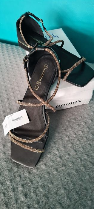 Sandały cyrkonie złote GOODIN 41-Nowe