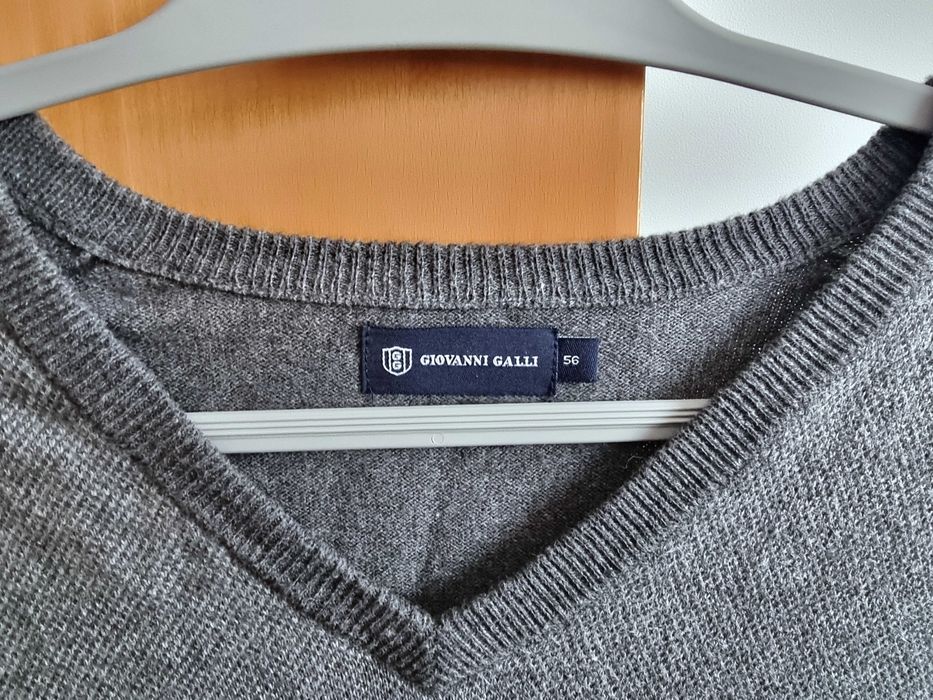 Camisola cinzenta Giovanni Galli Cotton Cashmere, tamanho 56