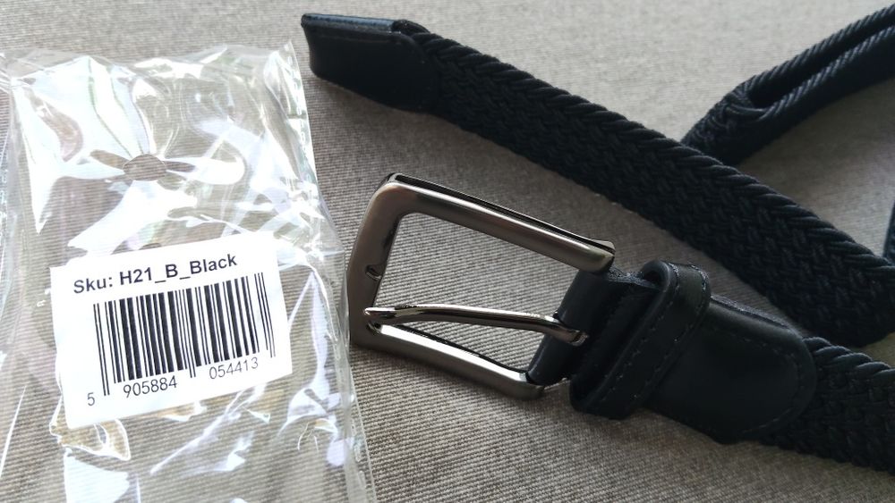 Pasek czarny bez dziurek 125 cm