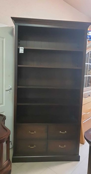 Biblioteczka drewniana dębowa ciemna masywna solidna stan bdb FV DOWÓZ