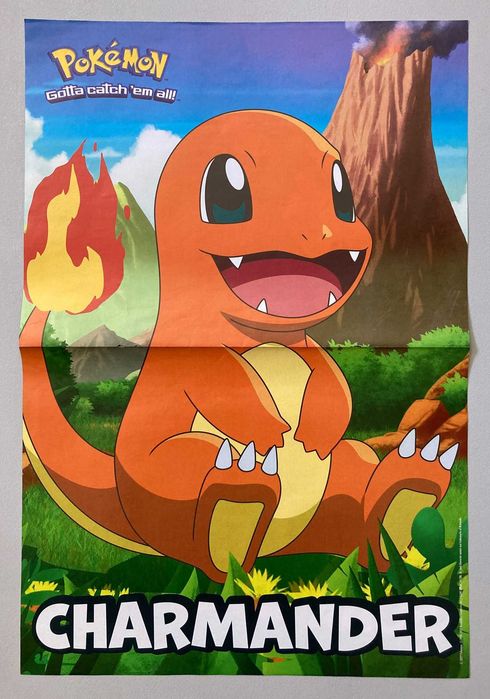 Poster Frente e Verso Pokémon: Charmander + Goh e Scorbunny