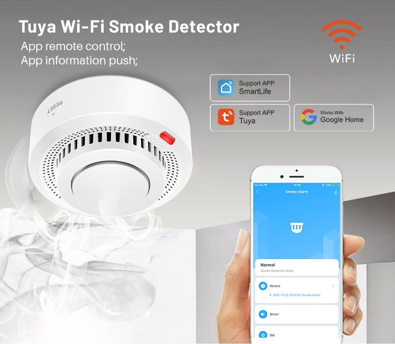 Detector incêndio/Fumo, CO2 (Novo) wifi tuya