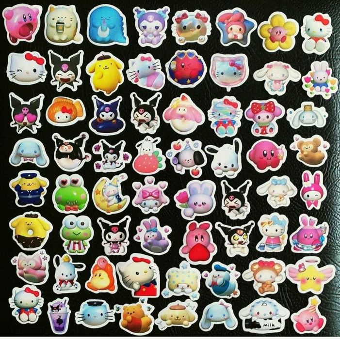 Наклейки стикеры Cinnamoroll, My Melody, Kuromi, Kirby и Hello Kitty