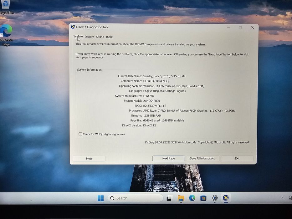Lenovo ThinkPad T14 Gen 5 14” Touchscreen – Ryzen 7 8840U / 16GB / 512GB SSD