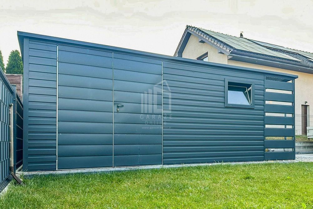 Schowek - Domek Ogrodowy 4,5X2M + Wiata 1M - Brama Okno Dach Id617