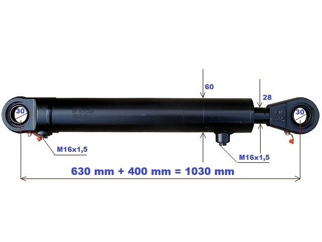 Siłownik hydrauliczny mocny 400 mm skos do pługa brony agregatu
