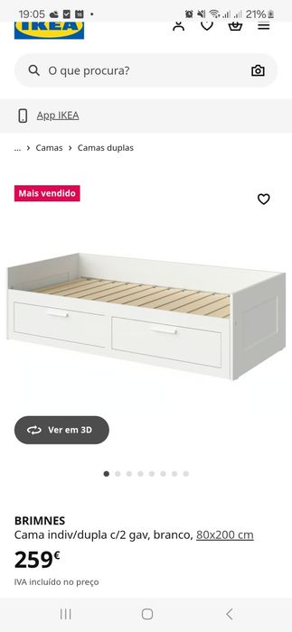 Cama individual dupla 2 gavetas