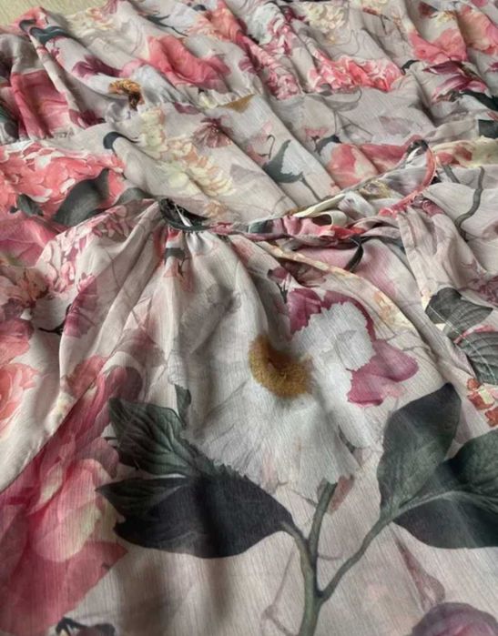 Piękna dluga maxi oversize boho szyfonowa sukienka w kwiaty 44