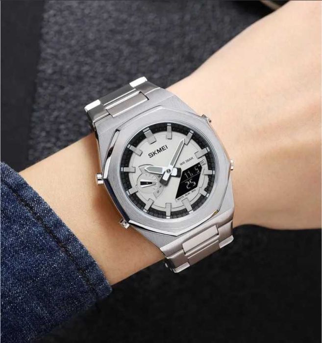 Мужские часы Skmei Silver-Black — стиль на каждый день