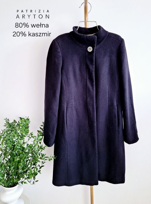 Płaszcz coat 38 M Aryton premium fioletowy wełna wool kaszmir