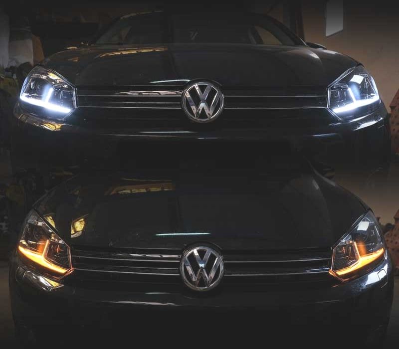 FARÓIS VOLKSWAGEN VW GOLF 6 08-13 LOOK PRATEADO GOLF 7 DINÂMICOS