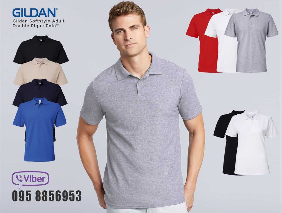 Поло  футболка с воротником тениска Gildan Softstyle мужское, женское