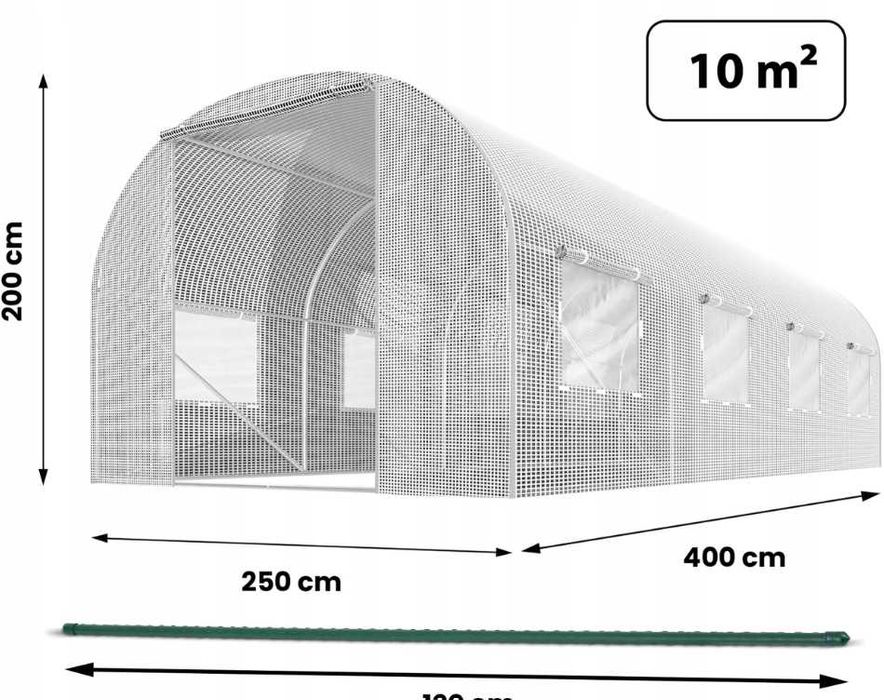 Tunel foliowy ogrodowy szklarnia ogrodowa 2,5x4m foliak tyczki 10m2