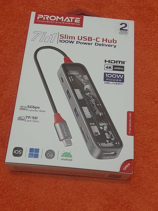 USB-C хаб 7-в-1 Promate. НОВИЙ.