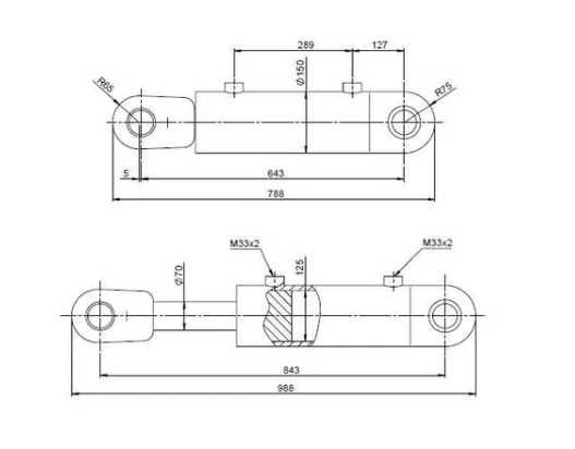 Siłownik hydrauliczny dwustronnego działania HS-P125x70x200