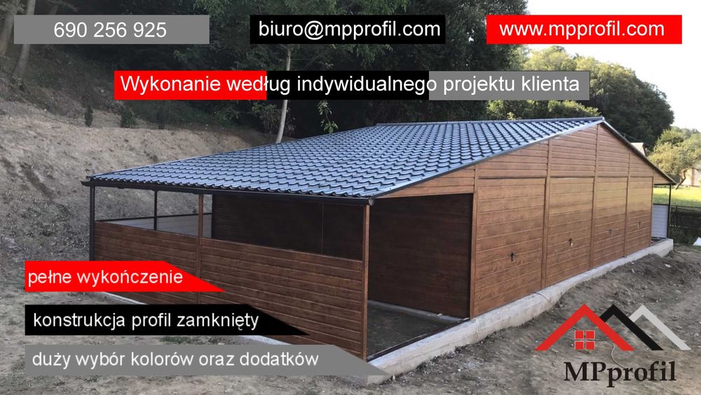 Garaż 3,5 x 6 m profil zamknięty, automatyczna brama segmentowa
