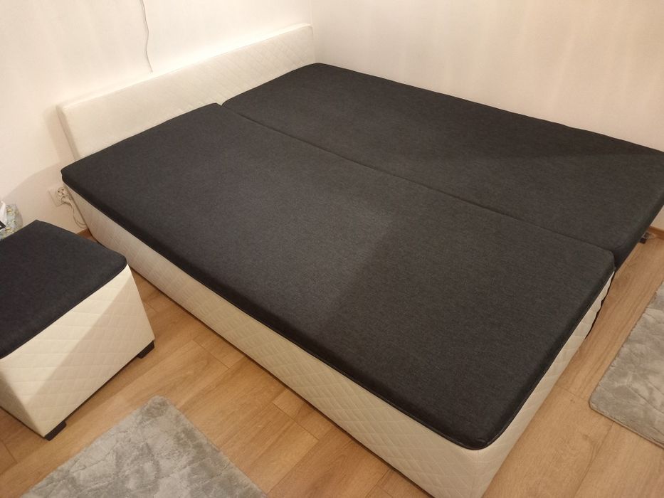 Łóżko rozkładane narożne biało czarne