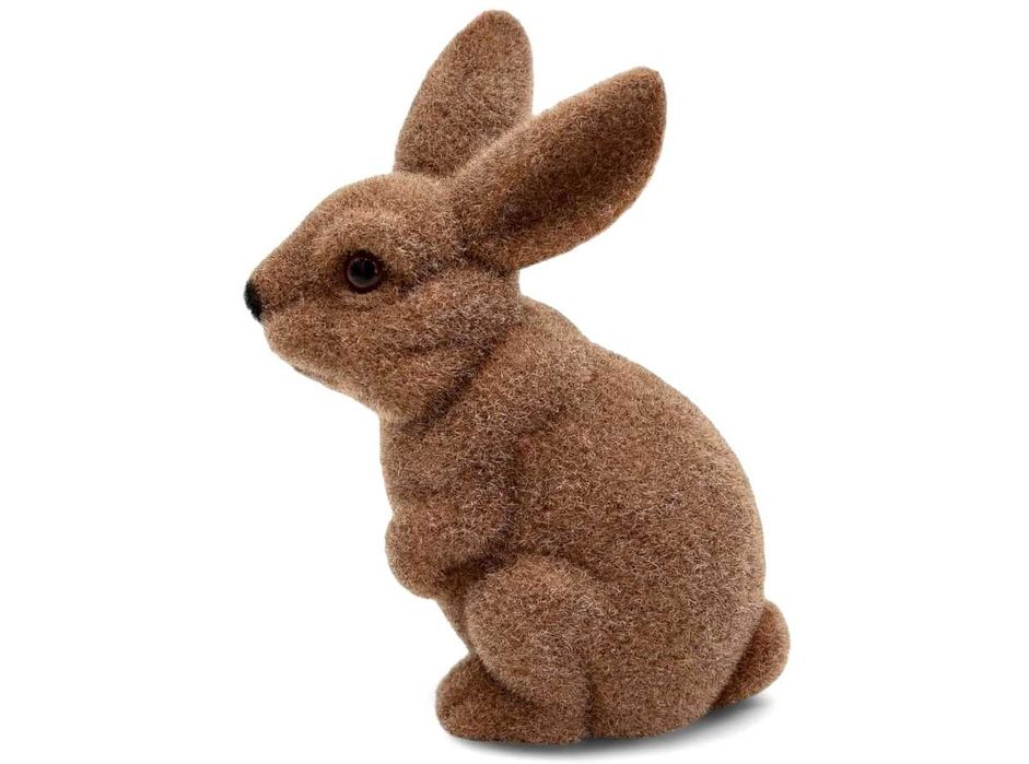 Zajączek wielkanocny brązowy welurowy dekoracja świąteczna figurka
