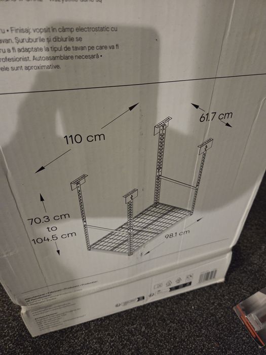 Półka sufitowy metalowa organizer garazowy regal