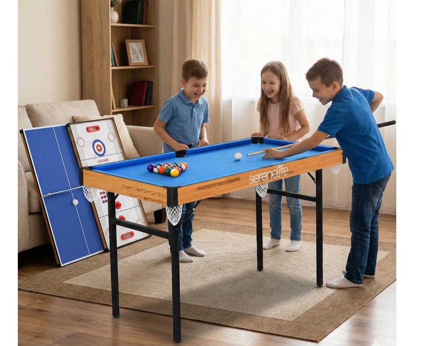 HIT! STÓŁ DO GIER 4w1 Bilard Ping Pong Hokej Shuffleboard CAŁY ZESTAW