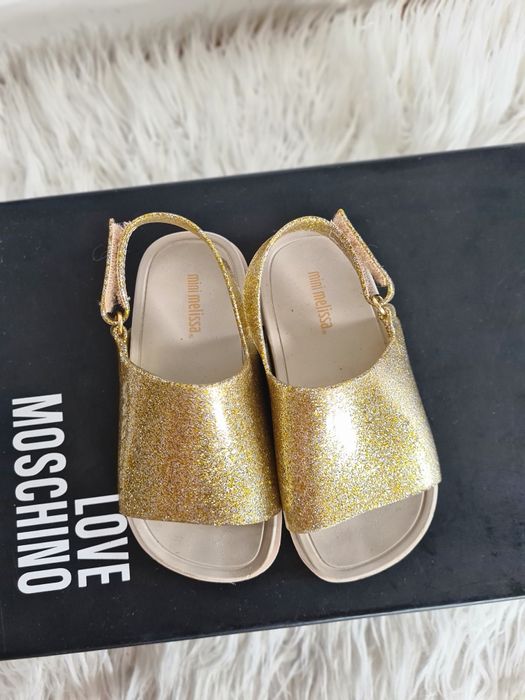 Mini Melissa 25 26 15cm sandały klapki dziecięce meliski gumowe złote