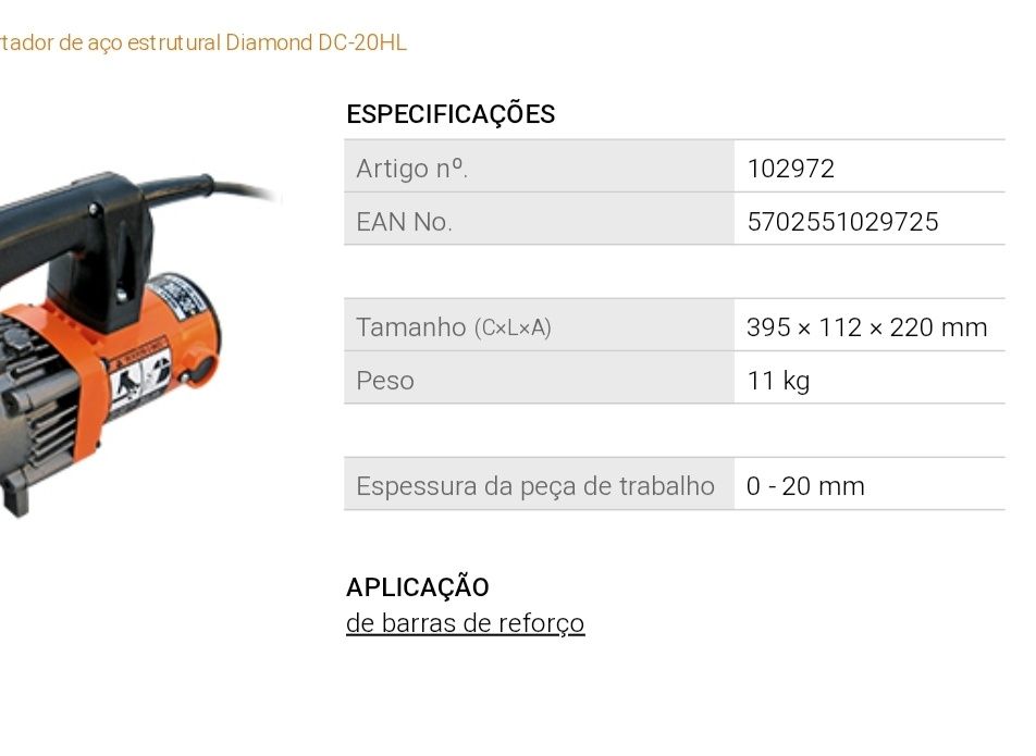 Cortadora hidráulica de aço diamond DC-20HL