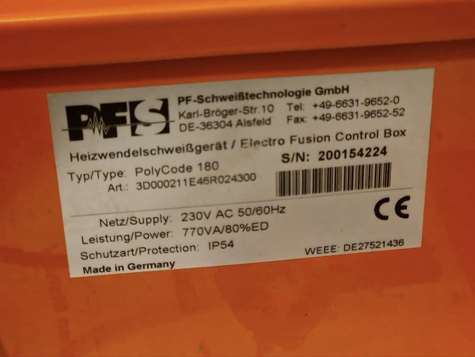 Plasson Zgrzewarka elektrooporowa PF PolyCode 180. Idealny sta