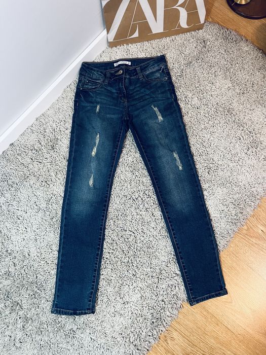 140-146 spodnie damskie dziewczece jeansy rurki terranova