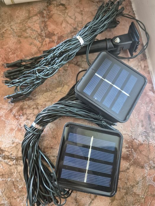 Lampki solarne do ogrodu zimny biały kolor dwa komplety