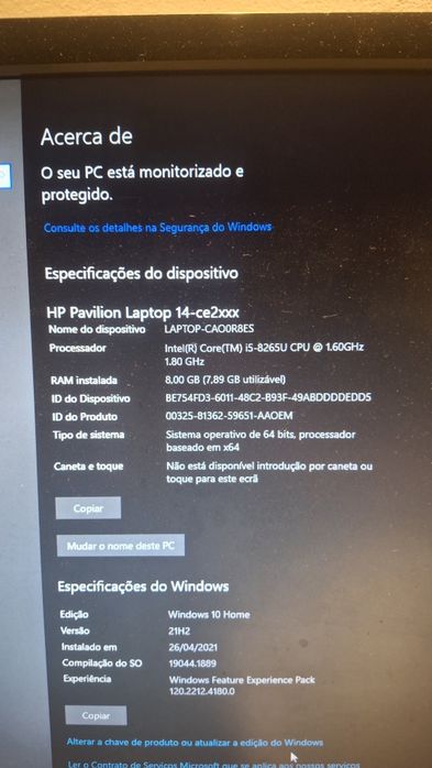 HP Pavilion laptop 14-ce2003np ecrã partido