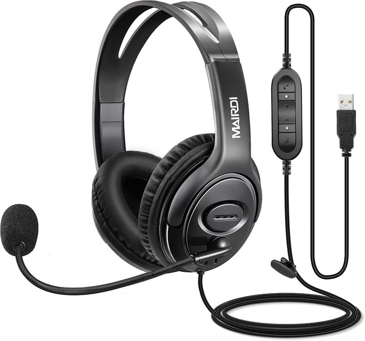 Zestaw Słuchawkowy USB Mairdi z Mikrofonem I Redukcją Szumów do PC