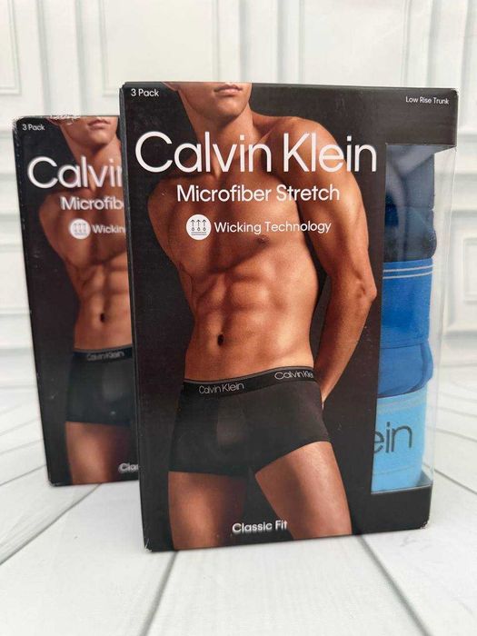 Чоловічі боксери Calvin Klein упаковка з 3х штук сині мікрофібра
