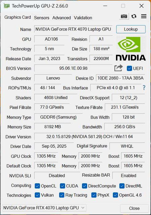 Ігровий НоутбукQHD Legion 16IRX8, 16" 240Hz,i9-13900HX,32G,1ТB,RTX4070