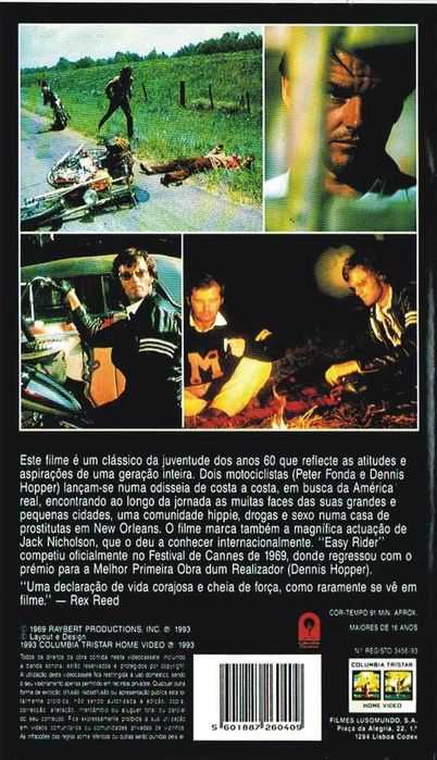 EASY RIDER VHS Movie Peter Fonda Dennis Hopper - Portugal - 1993