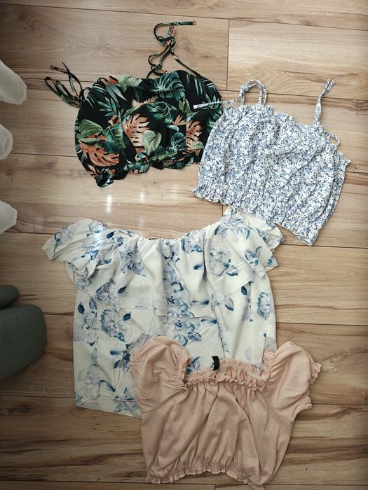 Zestaw crop top bluzeczka bluzka hiszpanka 36 S M