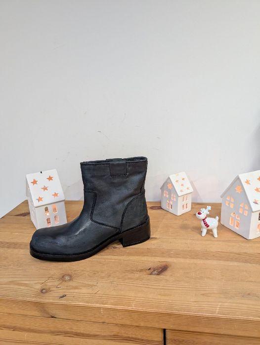 40 zara botki sztyblety skóra typu biker