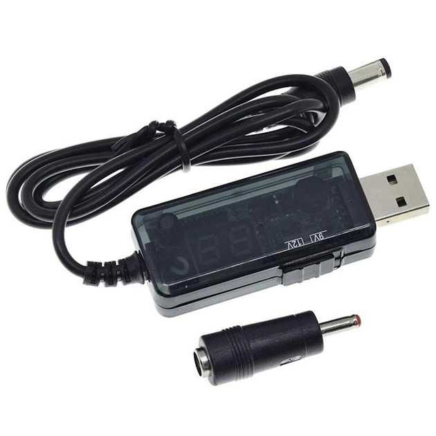 Кабель USB - DC с переключателем на 9V / 12V (DC 5.5*3.5 / 3.5*1.35)