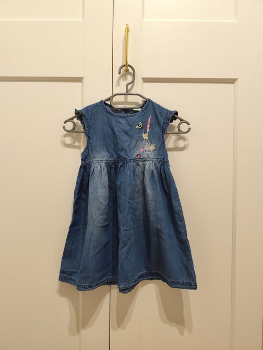 Jeansowa dżinsowa sukienka dziewczęca z haftem