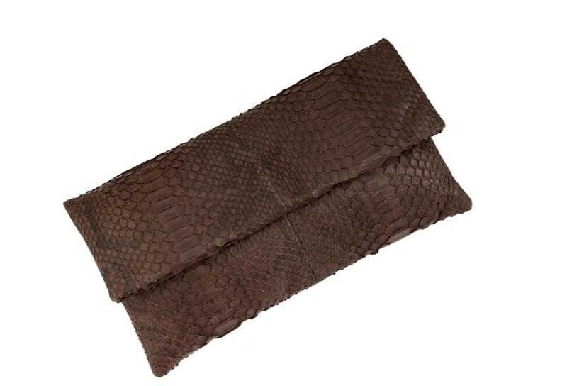 Клатч женский сумка из натуральной кожи питона фуксия коричневый Тай