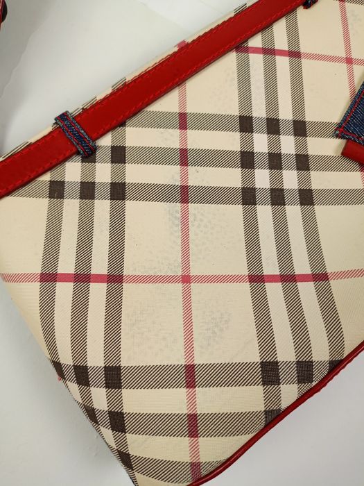 Burberry Torebka Damska Plaid Denim Czerwona