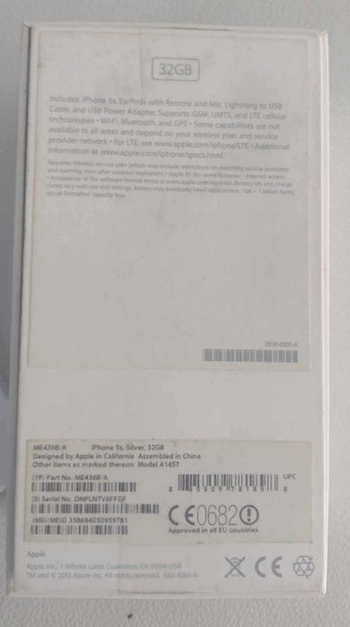 IPhone 5 32GB Prateado - Com Caixa - Partido - Para Peças