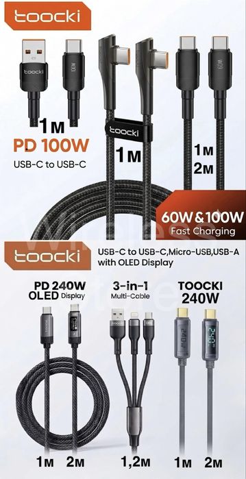 80w Швидка Автомобільна Зарядка Essager прикурювач USB+Type-C з вольиетром на 3 виходи, Toocki 33w 80w 105w 120w для телефона планшета та ноутбука