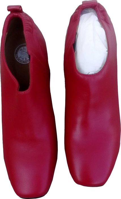 Nº37 Sapato Com Salto Pele Vermelho Novo Made In Portugal