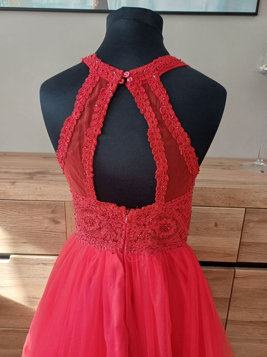 Sukienka czerwona  Rozm M tiulowa koronka